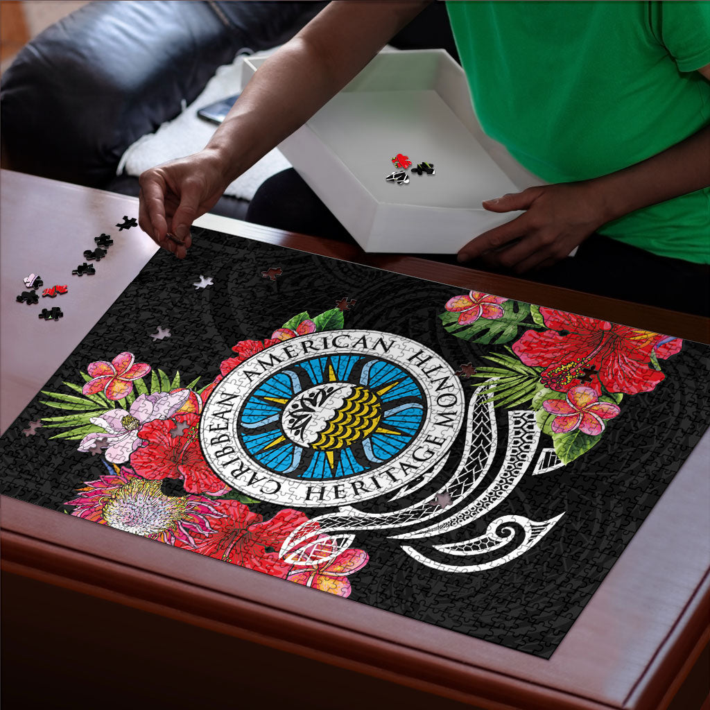 Caribbean American Heritage Month Puzzle Tropical Hibiscus Flower Tribal Tattoo