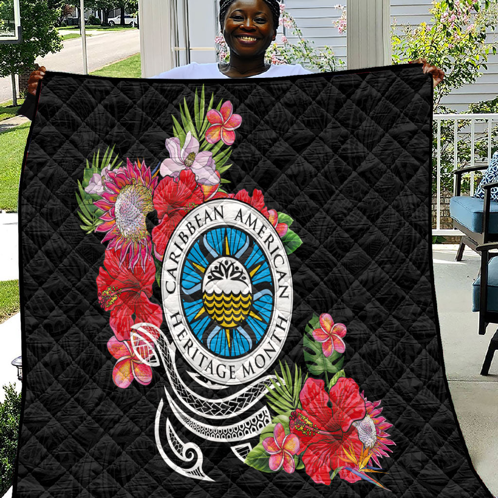 Caribbean American Heritage Month Quilt Tropical Hibiscus Flower Tribal Tattoo