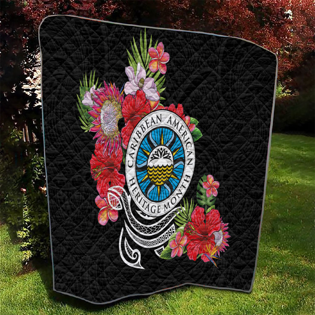 Caribbean American Heritage Month Quilt Tropical Hibiscus Flower Tribal Tattoo