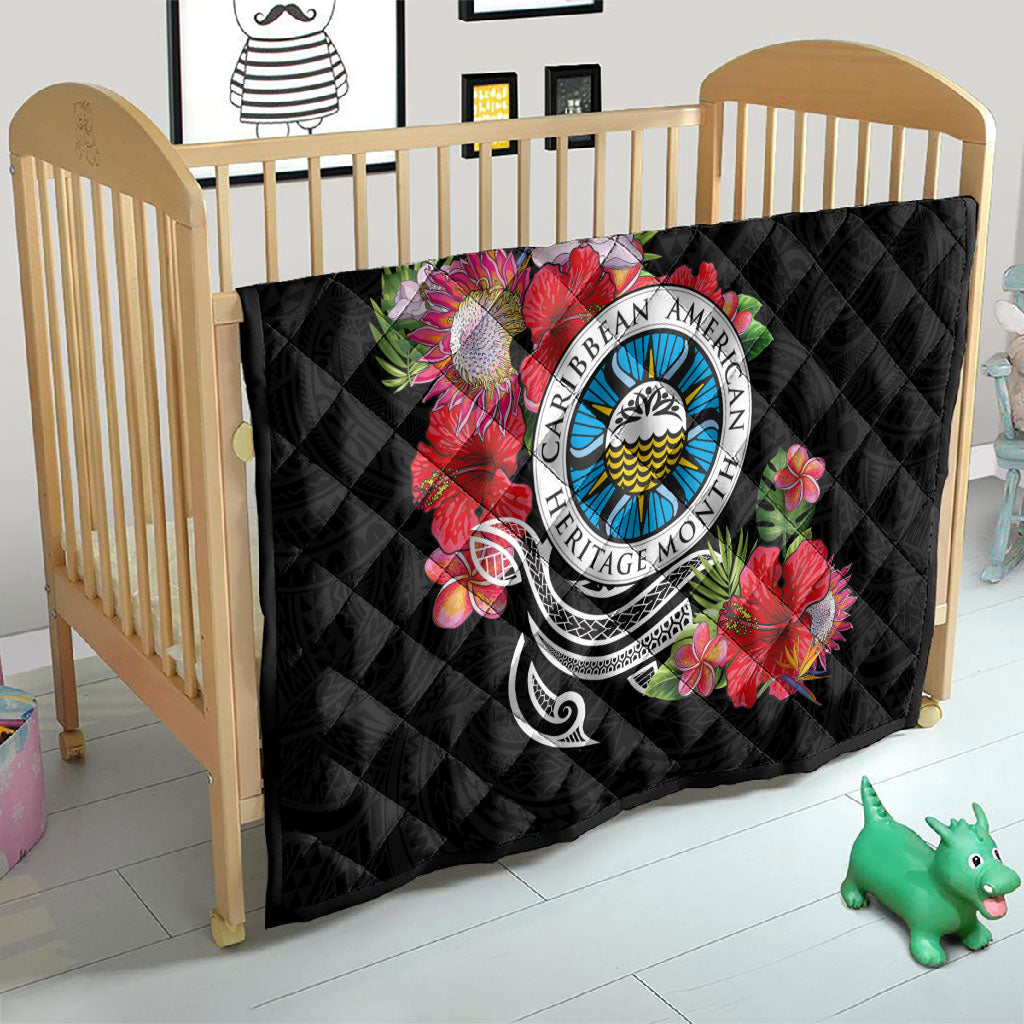 Caribbean American Heritage Month Quilt Tropical Hibiscus Flower Tribal Tattoo