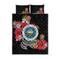 Caribbean American Heritage Month Quilt Bed Set Tropical Hibiscus Flower Tribal Tattoo