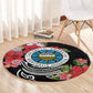 Caribbean American Heritage Month Round Carpet Tropical Hibiscus Flower Tribal Tattoo