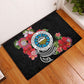 Caribbean American Heritage Month Rubber Doormat Tropical Hibiscus Flower Tribal Tattoo