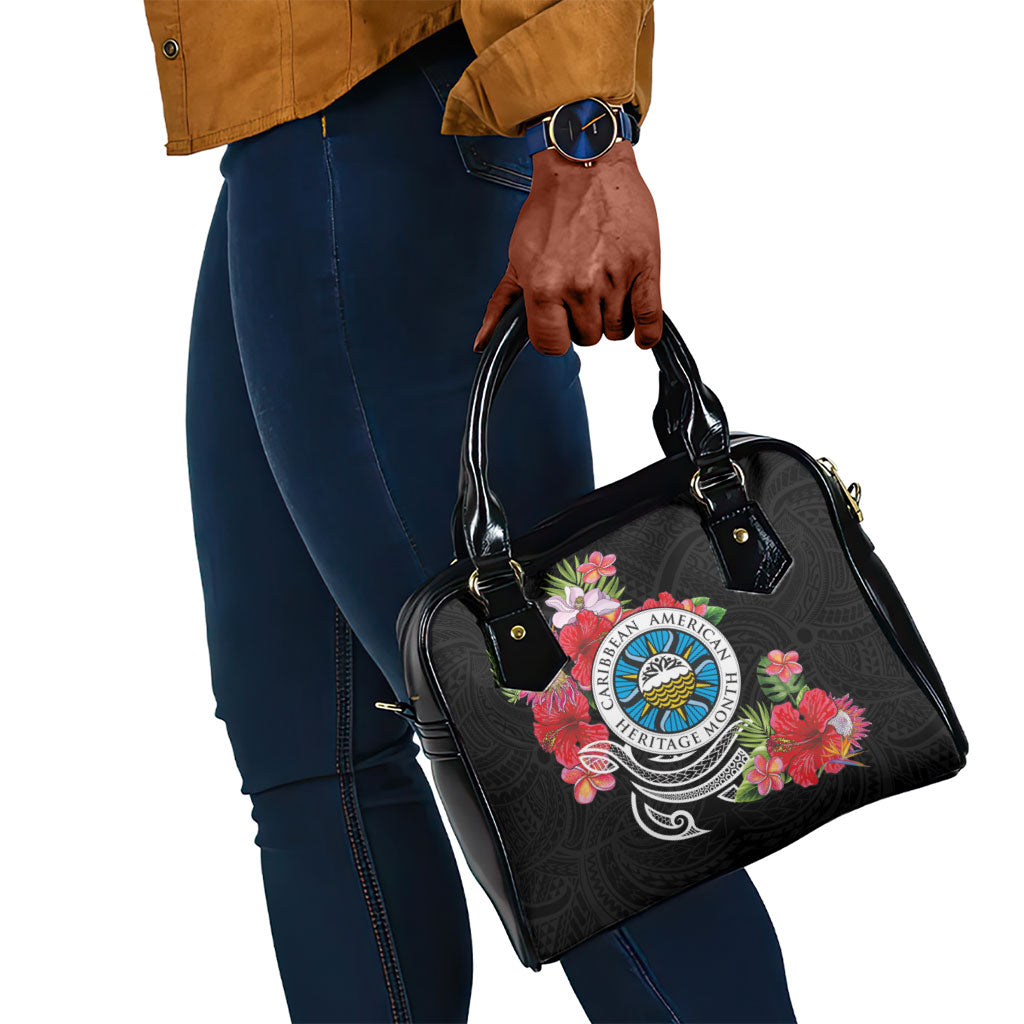 Caribbean American Heritage Month Shoulder Handbag Tropical Hibiscus Flower Tribal Tattoo