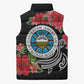 Caribbean American Heritage Month Sleeveless Puffer Jacket Tropical Hibiscus Flower Tribal Tattoo