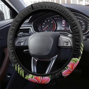 Caribbean American Heritage Month Steering Wheel Cover Tropical Hibiscus Flower Tribal Tattoo