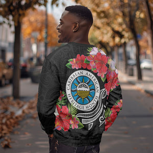 Caribbean American Heritage Month Sweatshirt Tropical Hibiscus Flower Tribal Tattoo