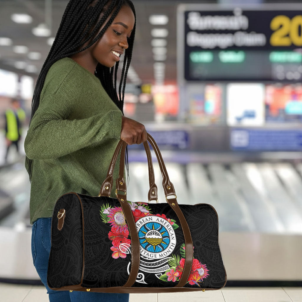 Caribbean American Heritage Month Travel Bag Tropical Hibiscus Flower Tribal Tattoo