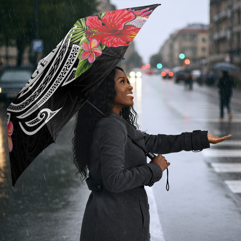 Caribbean American Heritage Month Umbrella Tropical Hibiscus Flower Tribal Tattoo