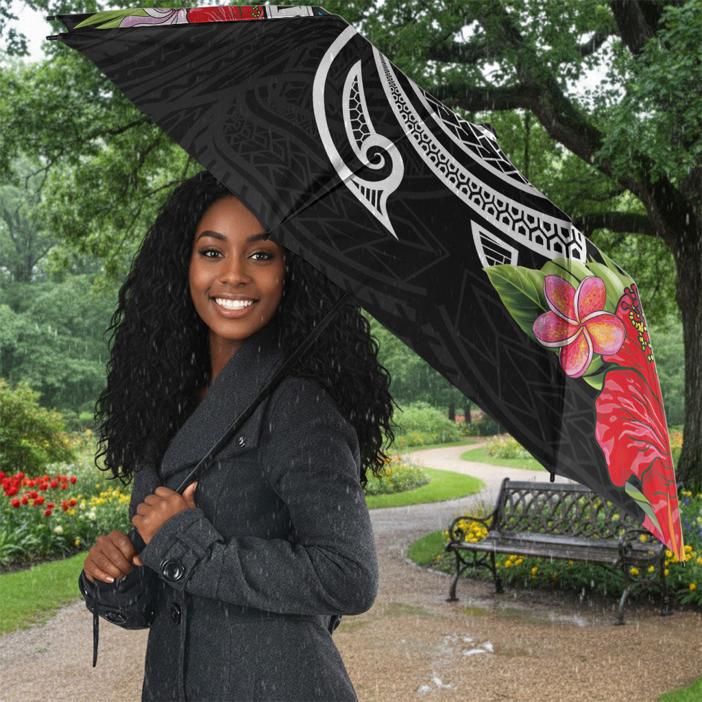 Caribbean American Heritage Month Umbrella Tropical Hibiscus Flower Tribal Tattoo