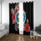 Caribbean American Heritage Month Window Curtain Tropical Hibiscus Flower Tribal Tattoo