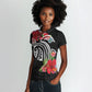 Caribbean American Heritage Month Women Polo Shirt Tropical Hibiscus Flower Tribal Tattoo
