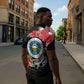 Caribbean American Heritage Month Zipper Polo Shirt Tropical Hibiscus Flower Tribal Tattoo