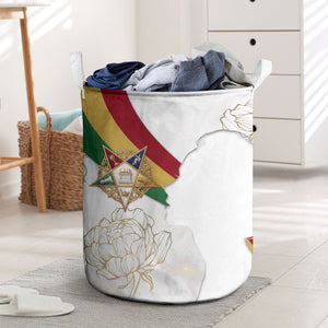 Order Of The Eastern Star Laundry Basket OES Elegant Floral Line Art Fraternal Symbolism