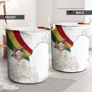 Order Of The Eastern Star Laundry Basket OES Elegant Floral Line Art Fraternal Symbolism
