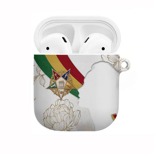 Order Of The Eastern Star AirPods Case OES Elegant Floral Line Art Fraternal Symbolism
