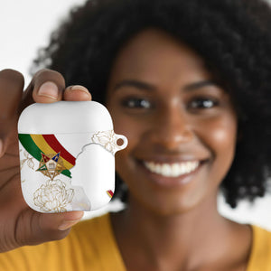 Order Of The Eastern Star AirPods Case OES Elegant Floral Line Art Fraternal Symbolism