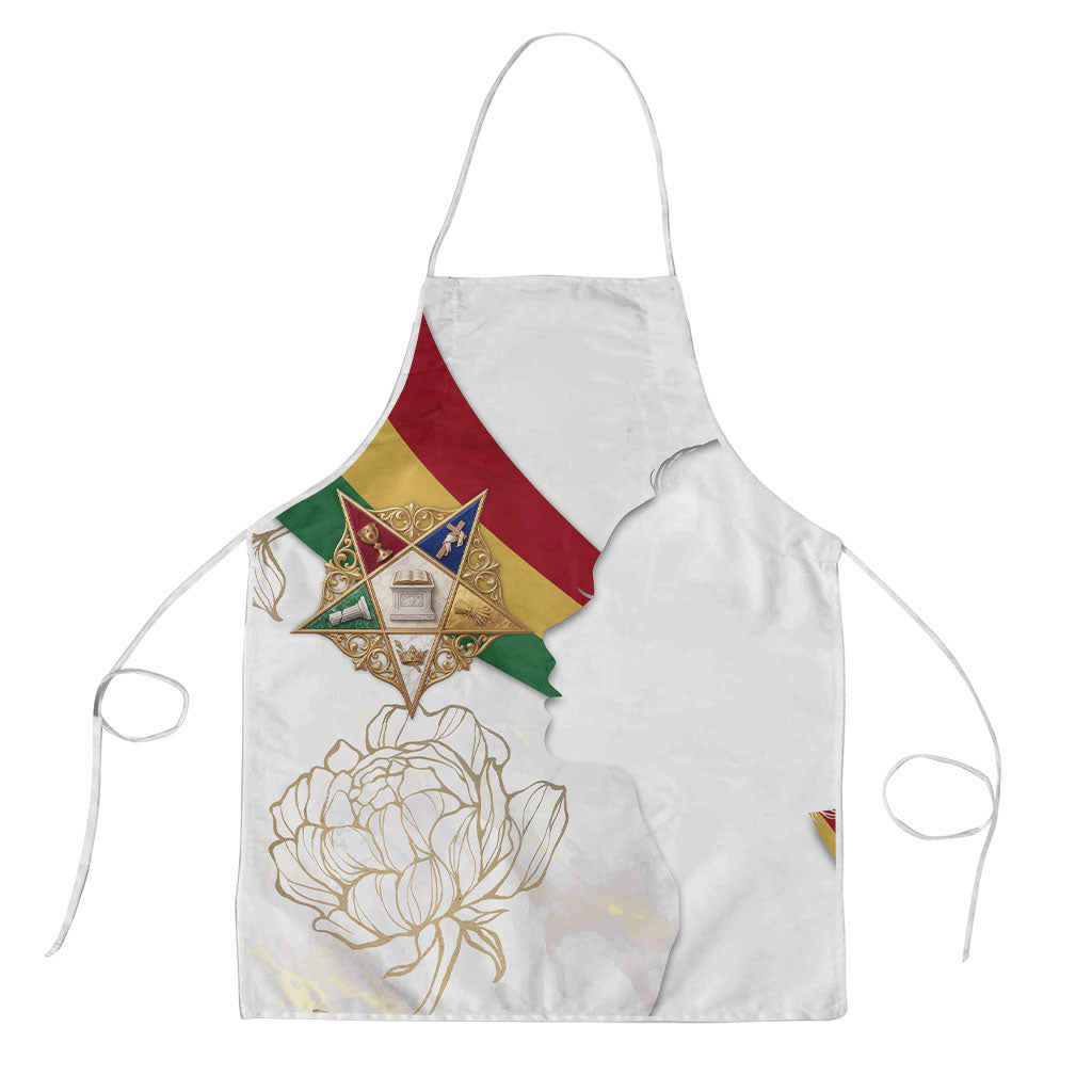 Order Of The Eastern Star Apron OES Elegant Floral Line Art Fraternal Symbolism