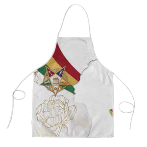 Order Of The Eastern Star Apron OES Elegant Floral Line Art Fraternal Symbolism