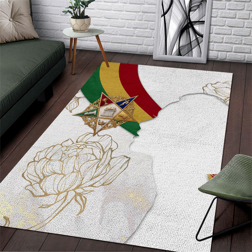 Order Of The Eastern Star Area Rug OES Elegant Floral Line Art Fraternal Symbolism
