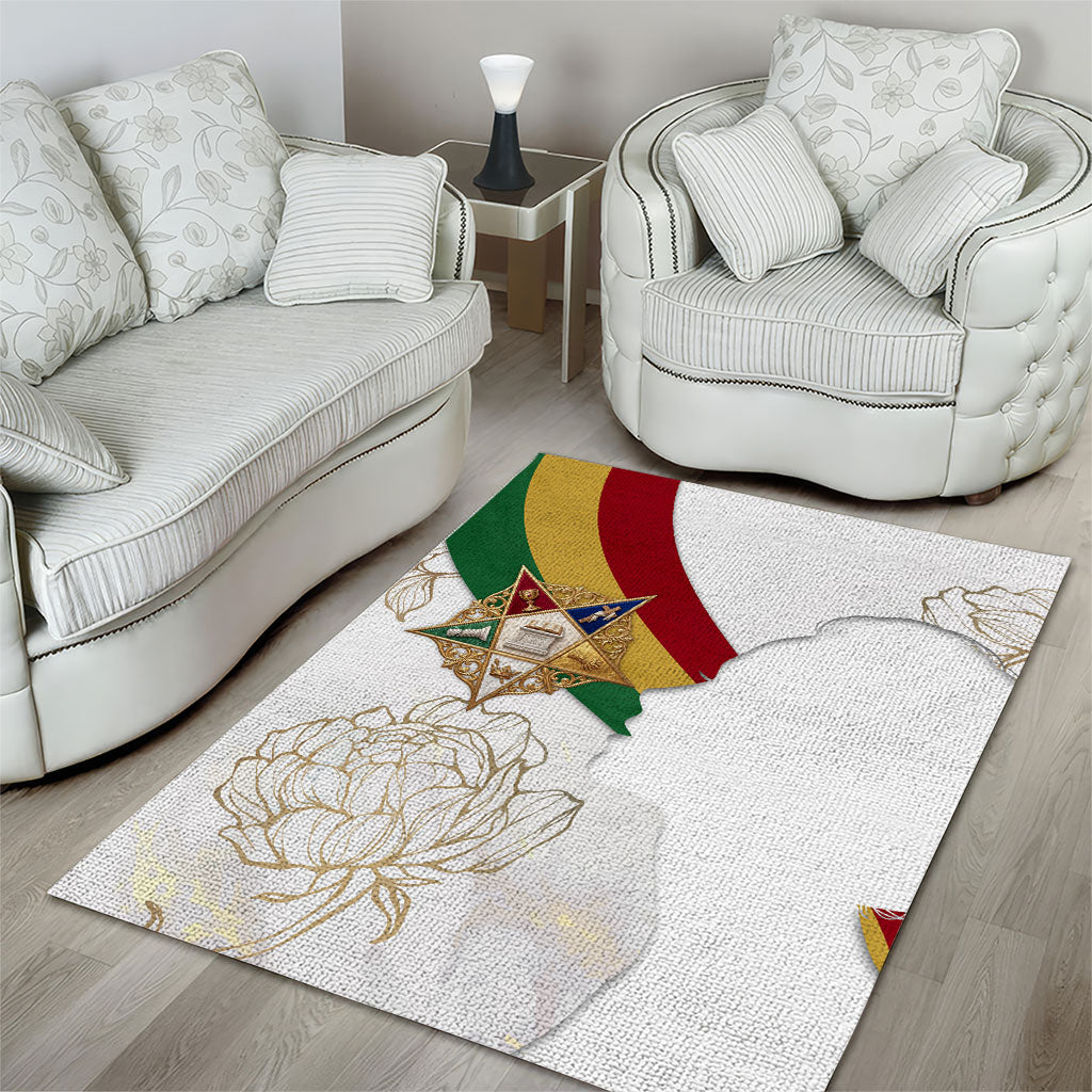 Order Of The Eastern Star Area Rug OES Elegant Floral Line Art Fraternal Symbolism