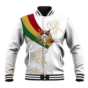 Order Of The Eastern Star Baseball Jacket OES Elegant Floral Line Art Fraternal Symbolism