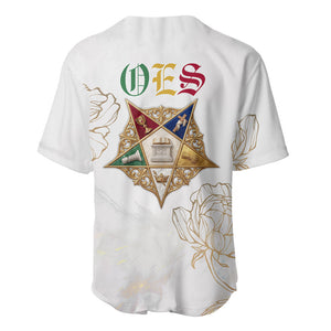Order Of The Eastern Star Baseball Jersey OES Elegant Floral Line Art Fraternal Symbolism