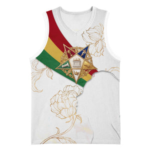 Order Of The Eastern Star Basketball Jersey OES Elegant Floral Line Art Fraternal Symbolism