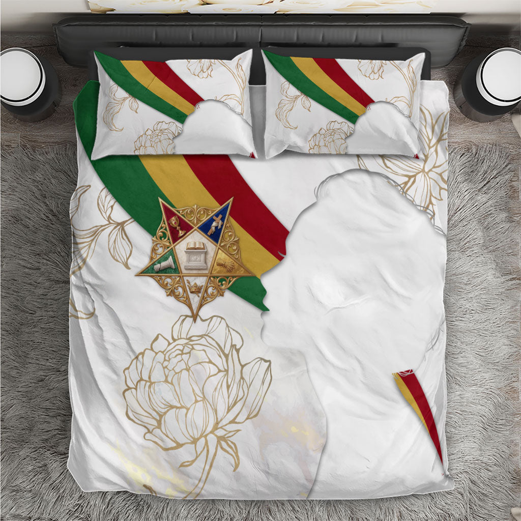 Order Of The Eastern Star Bedding Set OES Elegant Floral Line Art Fraternal Symbolism