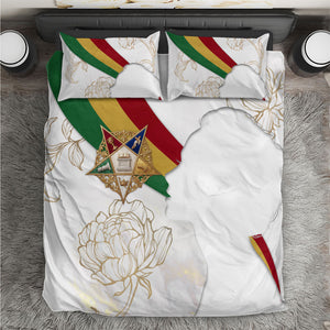 Order Of The Eastern Star Bedding Set OES Elegant Floral Line Art Fraternal Symbolism