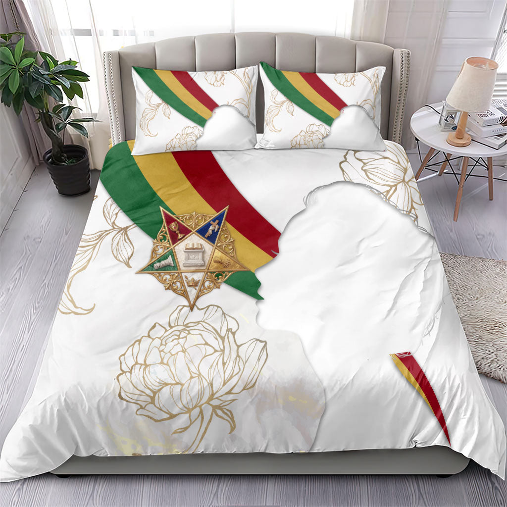 Order Of The Eastern Star Bedding Set OES Elegant Floral Line Art Fraternal Symbolism