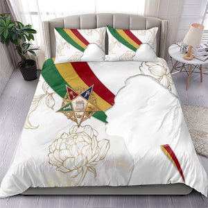 Order Of The Eastern Star Bedding Set OES Elegant Floral Line Art Fraternal Symbolism