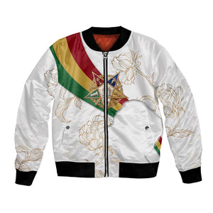 Order Of The Eastern Star Bomber Jacket OES Elegant Floral Line Art Fraternal Symbolism