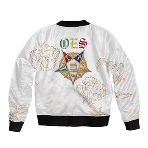 Order Of The Eastern Star Bomber Jacket OES Elegant Floral Line Art Fraternal Symbolism