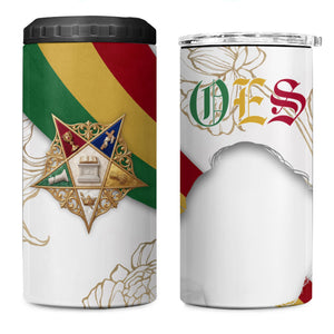 Order Of The Eastern Star 4 in 1 Can Cooler Tumbler OES Elegant Floral Line Art Fraternal Symbolism