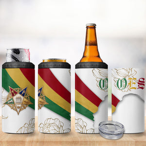 Order Of The Eastern Star 4 in 1 Can Cooler Tumbler OES Elegant Floral Line Art Fraternal Symbolism