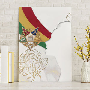 Order Of The Eastern Star Canvas Wall Art OES Elegant Floral Line Art Fraternal Symbolism