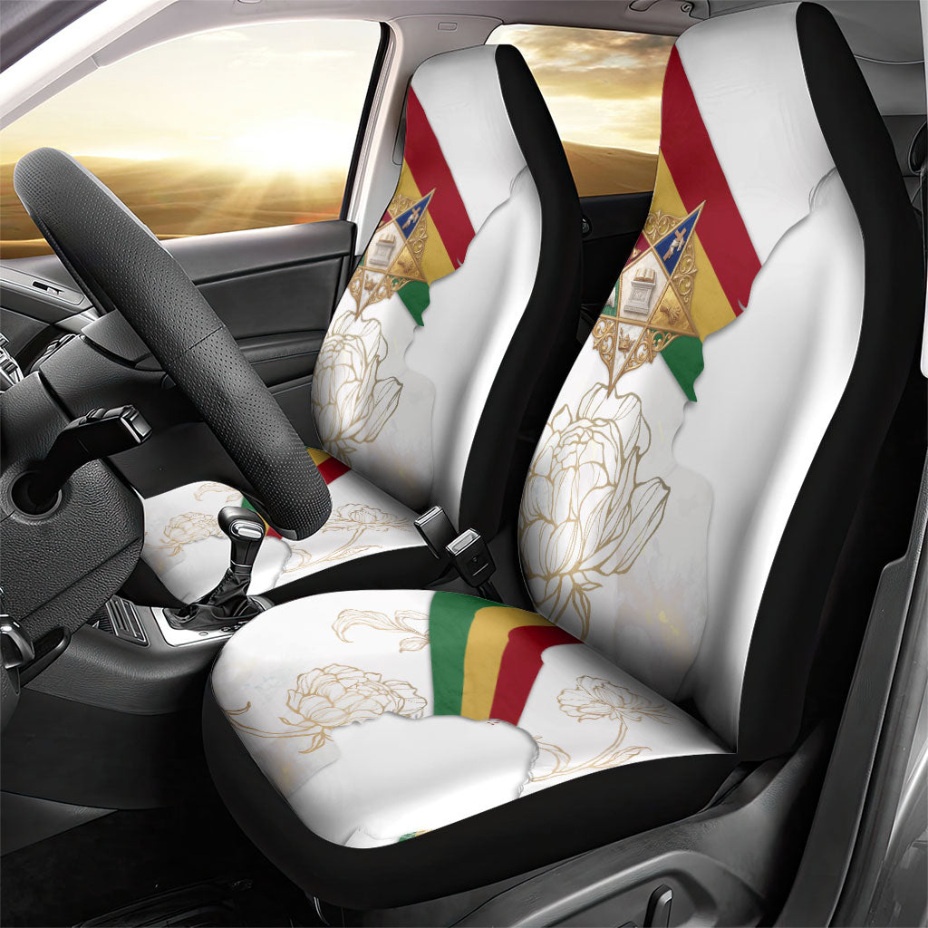 Order Of The Eastern Star Car Seat Cover OES Elegant Floral Line Art Fraternal Symbolism