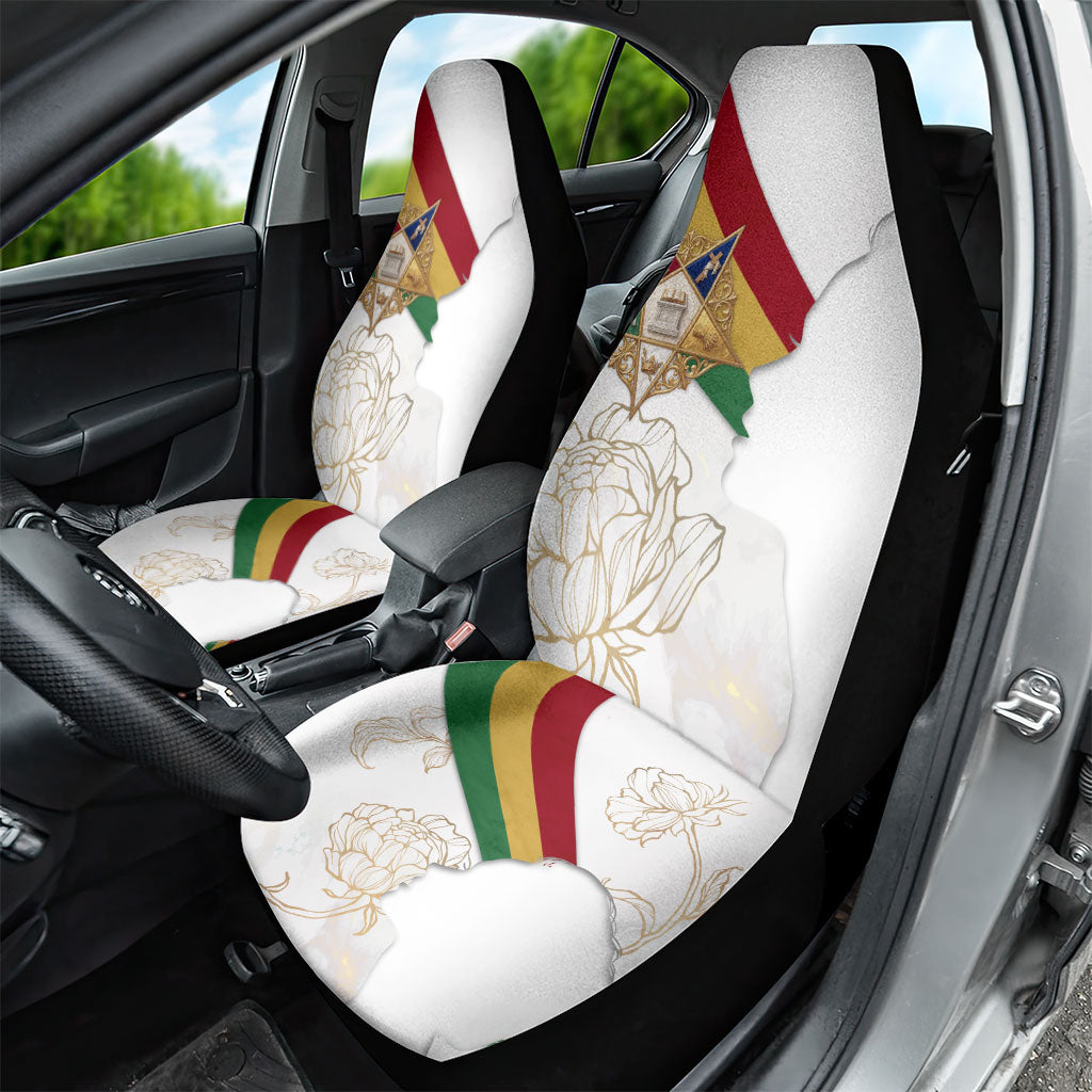 Order Of The Eastern Star Car Seat Cover OES Elegant Floral Line Art Fraternal Symbolism