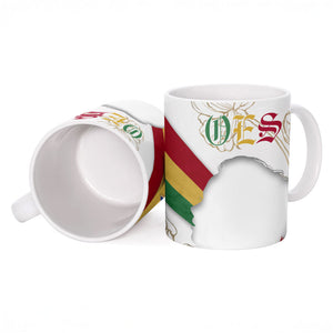 Order Of The Eastern Star Ceramic Mug OES Elegant Floral Line Art Fraternal Symbolism