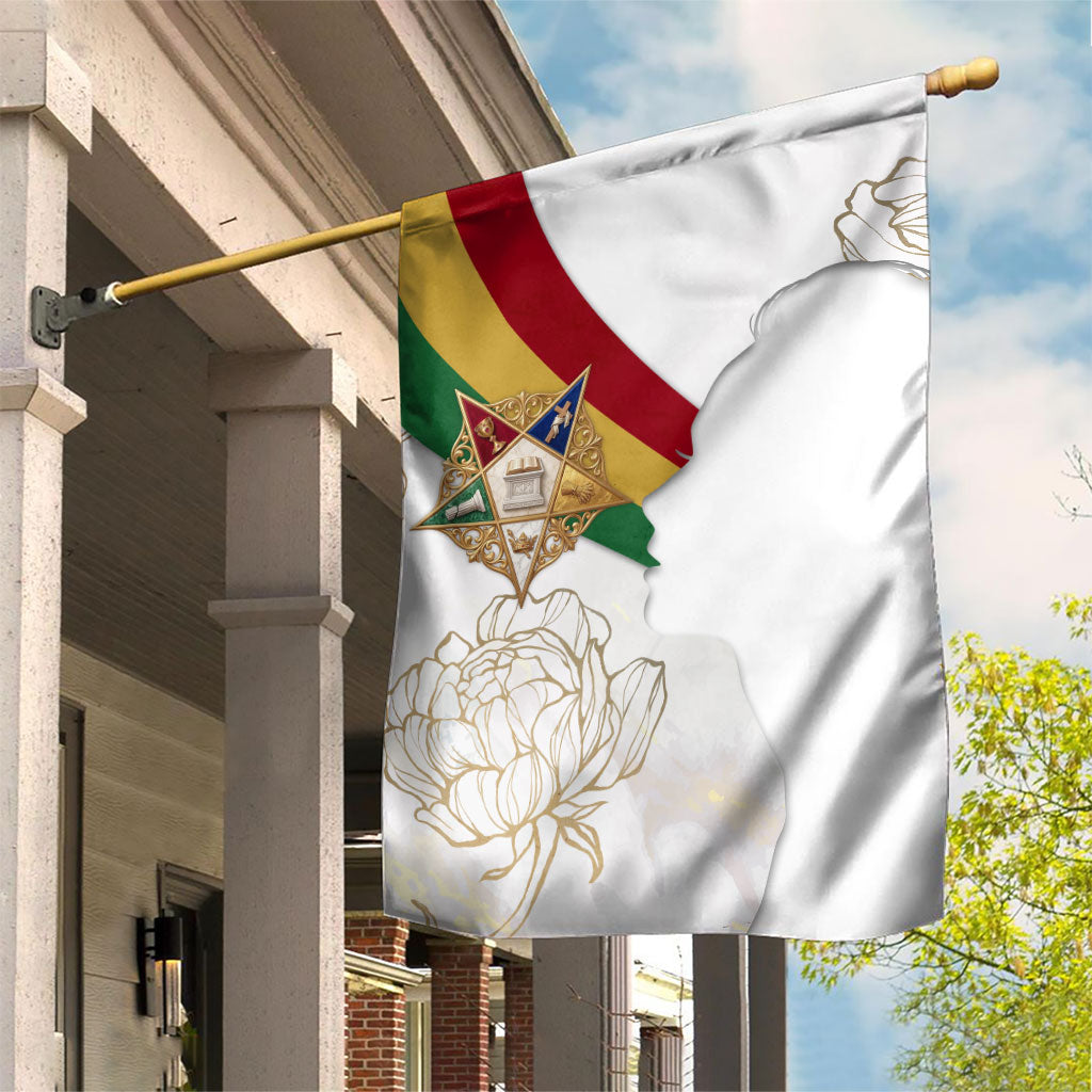 Order Of The Eastern Star Garden Flag OES Elegant Floral Line Art Fraternal Symbolism