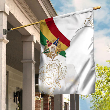 Order Of The Eastern Star Garden Flag OES Elegant Floral Line Art Fraternal Symbolism
