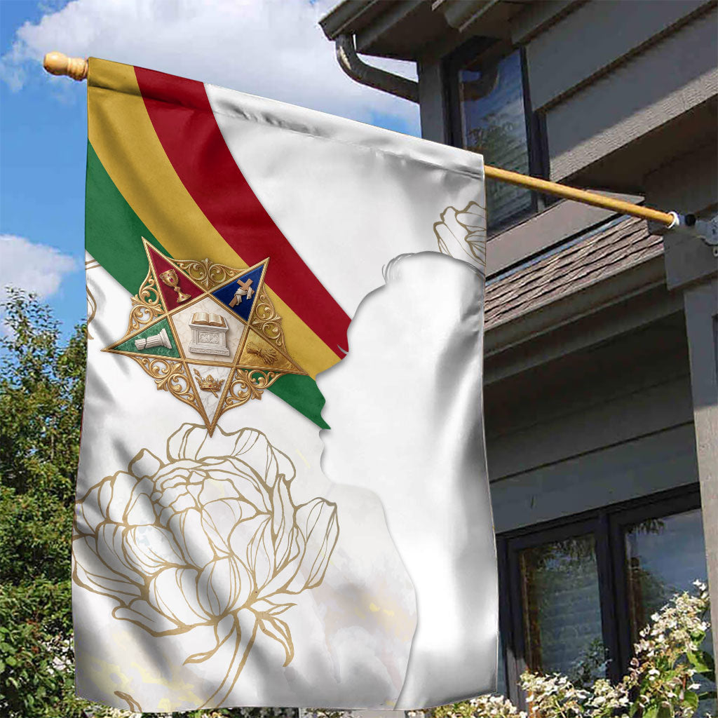Order Of The Eastern Star Garden Flag OES Elegant Floral Line Art Fraternal Symbolism