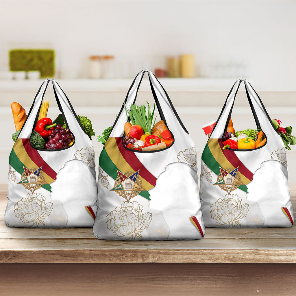 Order Of The Eastern Star Grocery Bag OES Elegant Floral Line Art Fraternal Symbolism