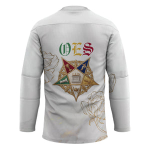 Order Of The Eastern Star Hockey Jersey OES Elegant Floral Line Art Fraternal Symbolism