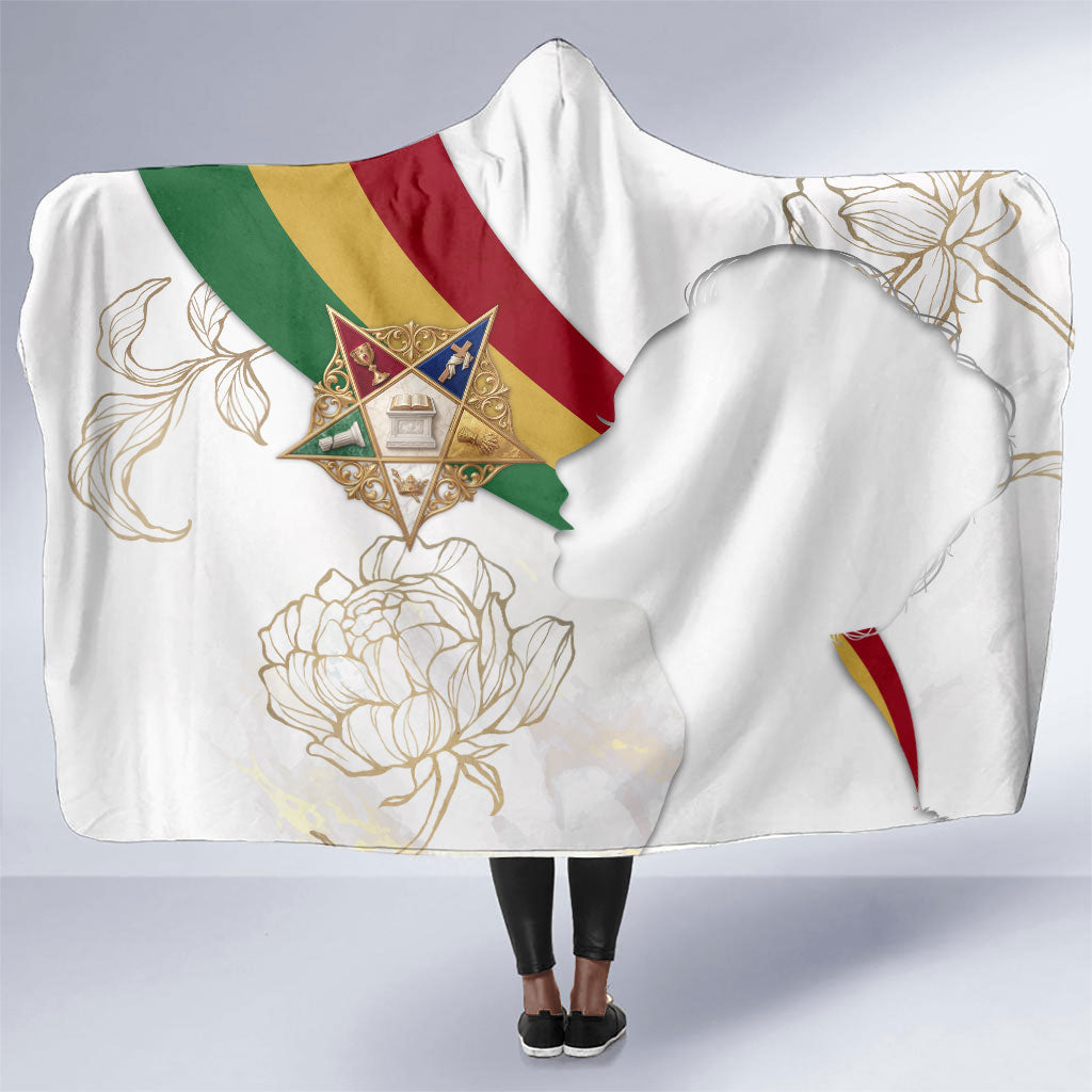 Order Of The Eastern Star Hooded Blanket OES Elegant Floral Line Art Fraternal Symbolism