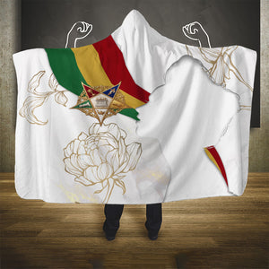 Order Of The Eastern Star Hooded Blanket OES Elegant Floral Line Art Fraternal Symbolism