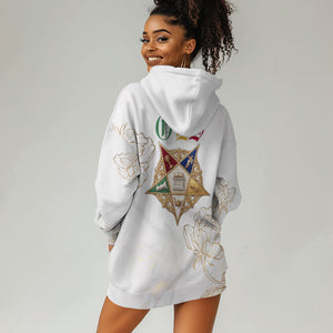 Order Of The Eastern Star Hoodie Dress OES Elegant Floral Line Art Fraternal Symbolism