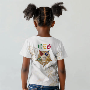 Order Of The Eastern Star Kid T shirt OES Elegant Floral Line Art Fraternal Symbolism