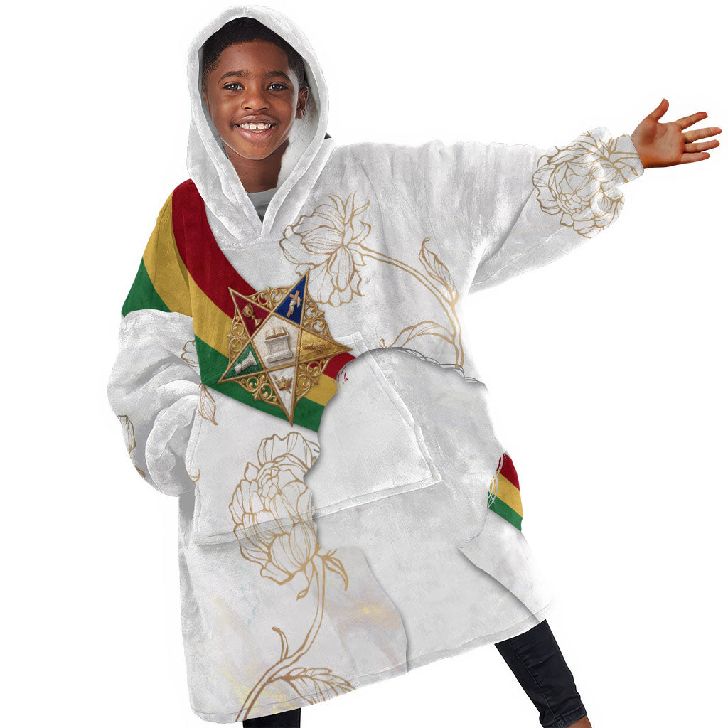 Order Of The Eastern Star Kid Wearable Blanket Hoodie OES Elegant Floral Line Art Fraternal Symbolism